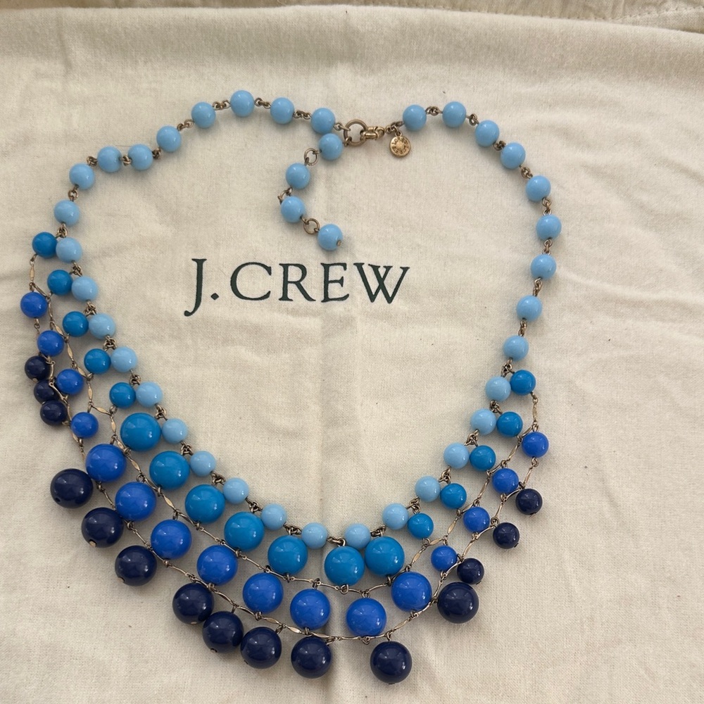 J. Crew Gradient Blue Beaded Necklace